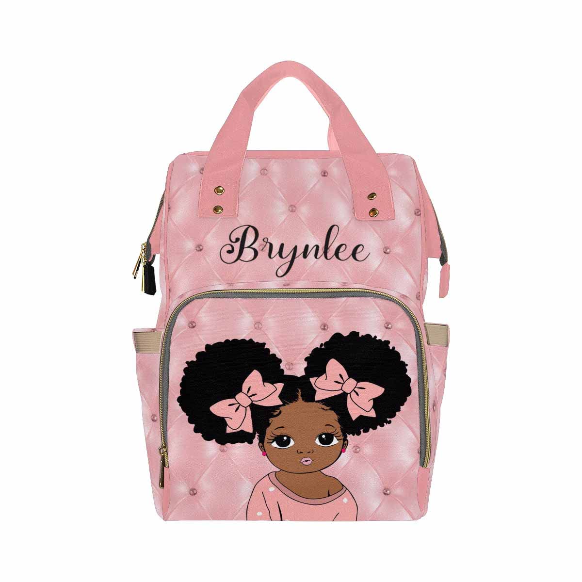 Custom African Black Pink Diaper Bag - Large Capacity Waterproof Nappy Bag for Moms & Newborns | Multi-Functional Travel Organizer Daypack for Baby Essentials | Perfect for Outings, Travel & Daily Use