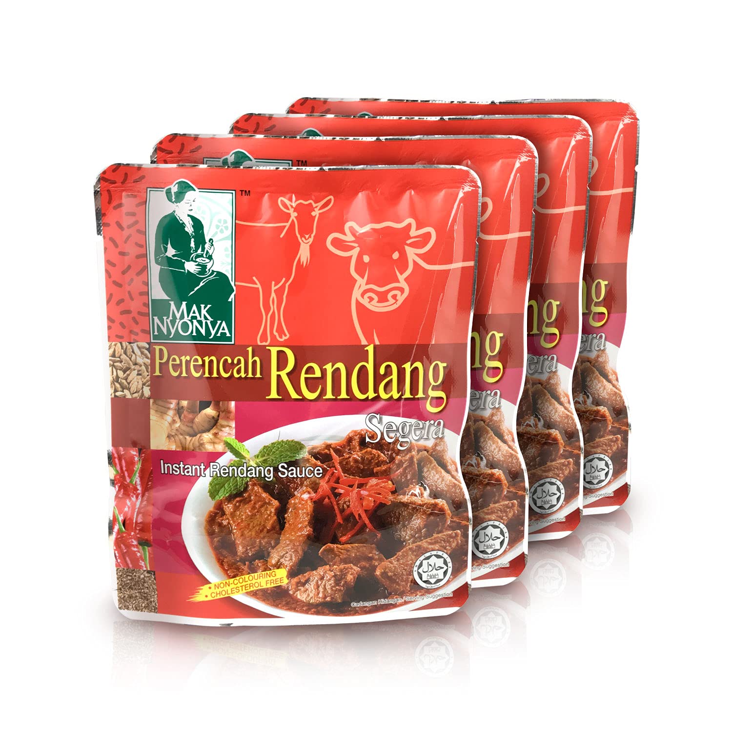 Authentic Mak Nyonya Instant Rendang Sauce - 7oz (200g) Dry Curry Paste for Beef, Chicken, Fish, Seafood & Vegetables | Quick & Easy Malaysian Curry Meal Solution for Busy Weeknights & Family Dinners