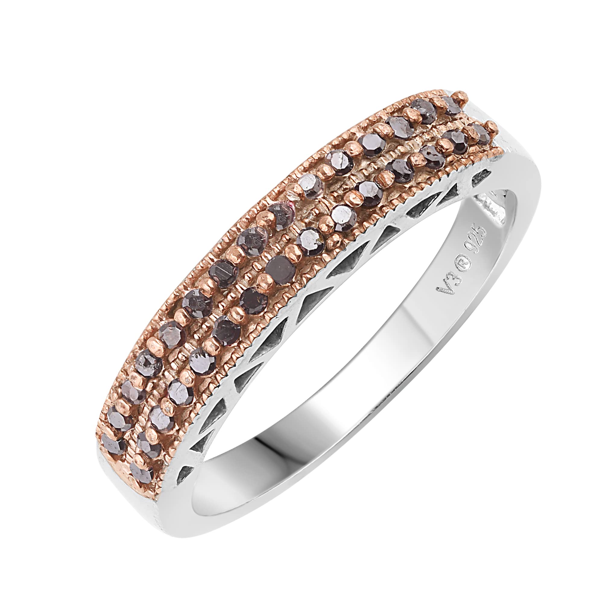 Natural Red Diamond Sterling Silver Band Ring for Women | Elegant Wedding, Engagement & Anniversary Jewelry Gift