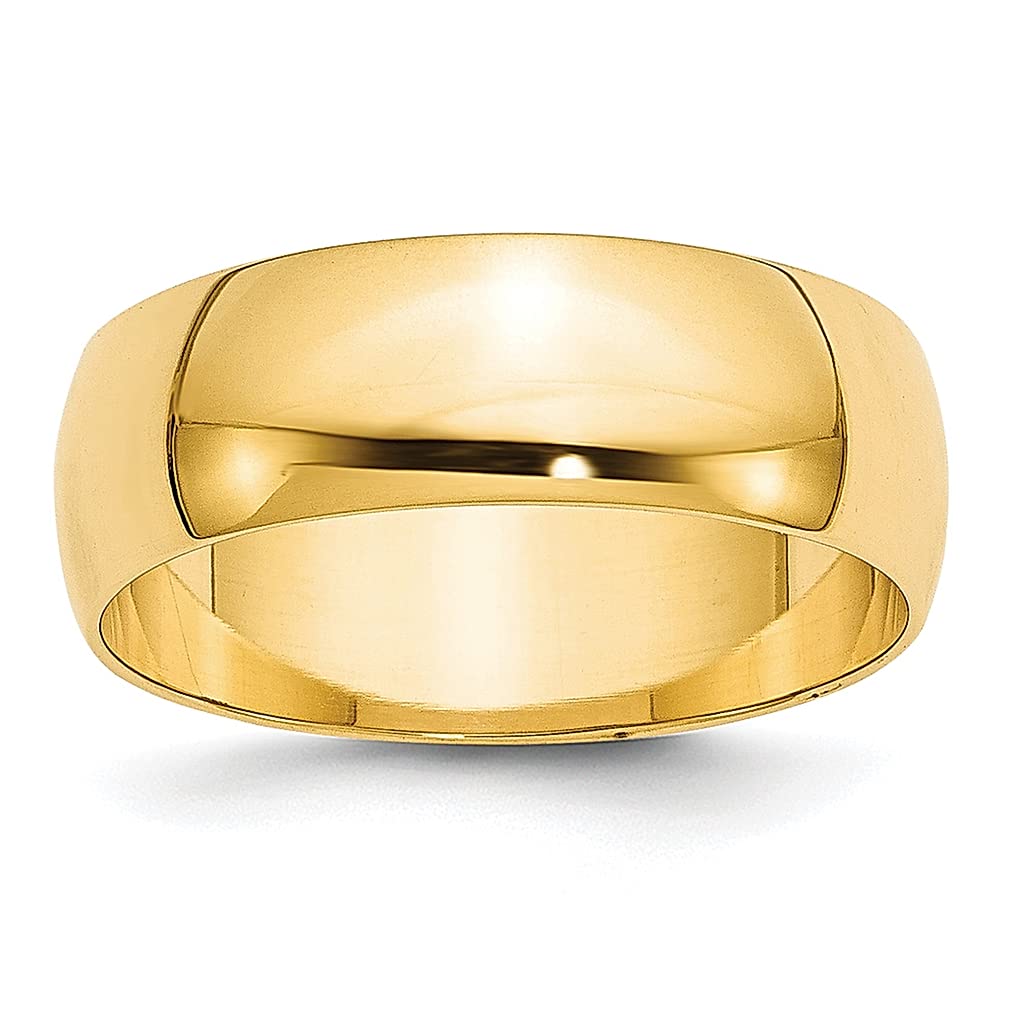 10K Yellow Gold 7mm Lightweight Half Round Wedding Band Ring - Size 11.5 - Classic Fine Jewelry for Women - Perfect Anniversary, Engagement & Bridal Gift - Ideal for Everyday Wear & Special Occasions