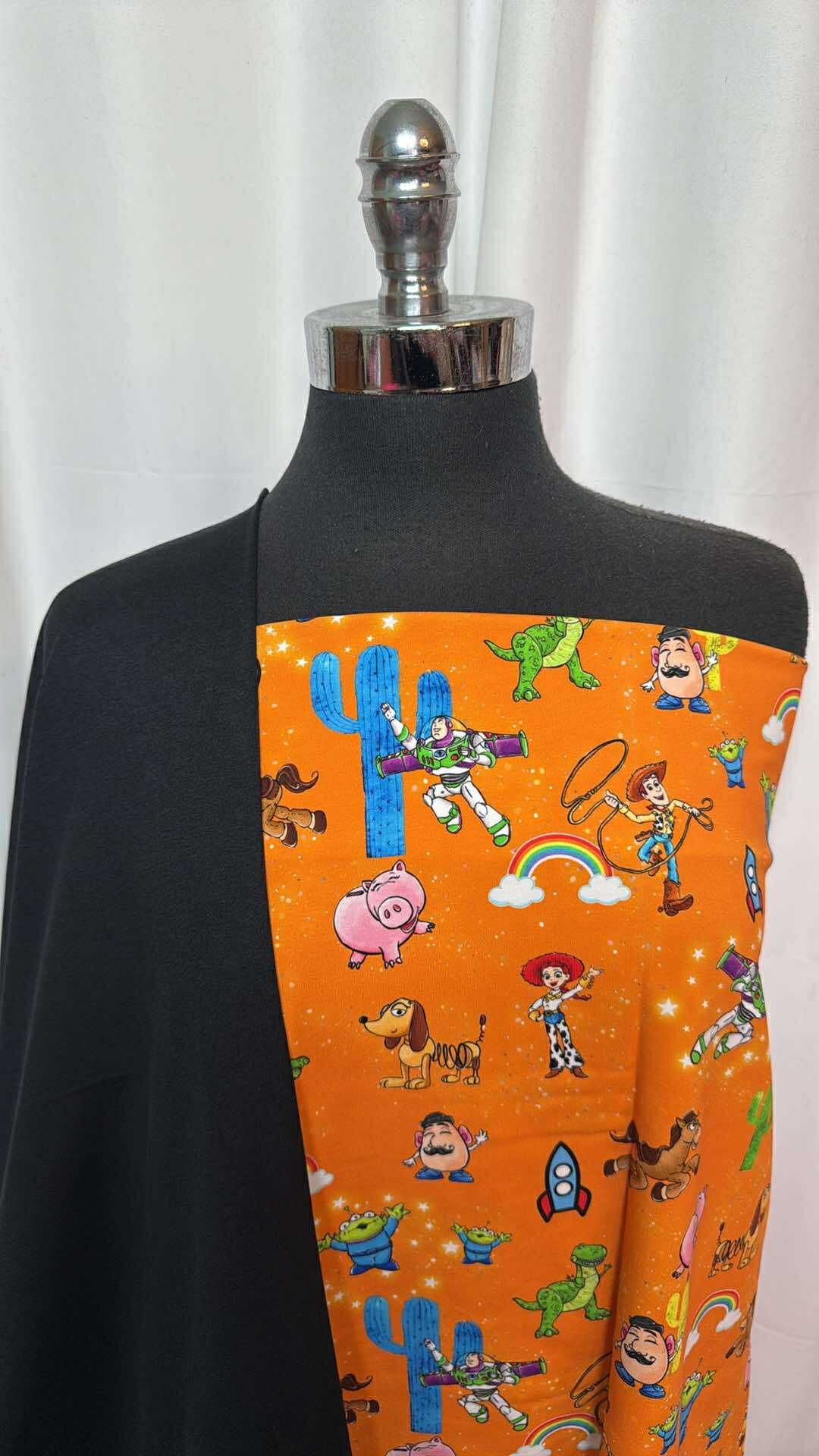 2-Tone Black & Toys Bundle: 1 Yard Toys C/S & 2 Yards Black 2-Tone Peached PF Fabric (A27437) - Perfect for DIY Crafts, Quilting, and Upholstery Projects