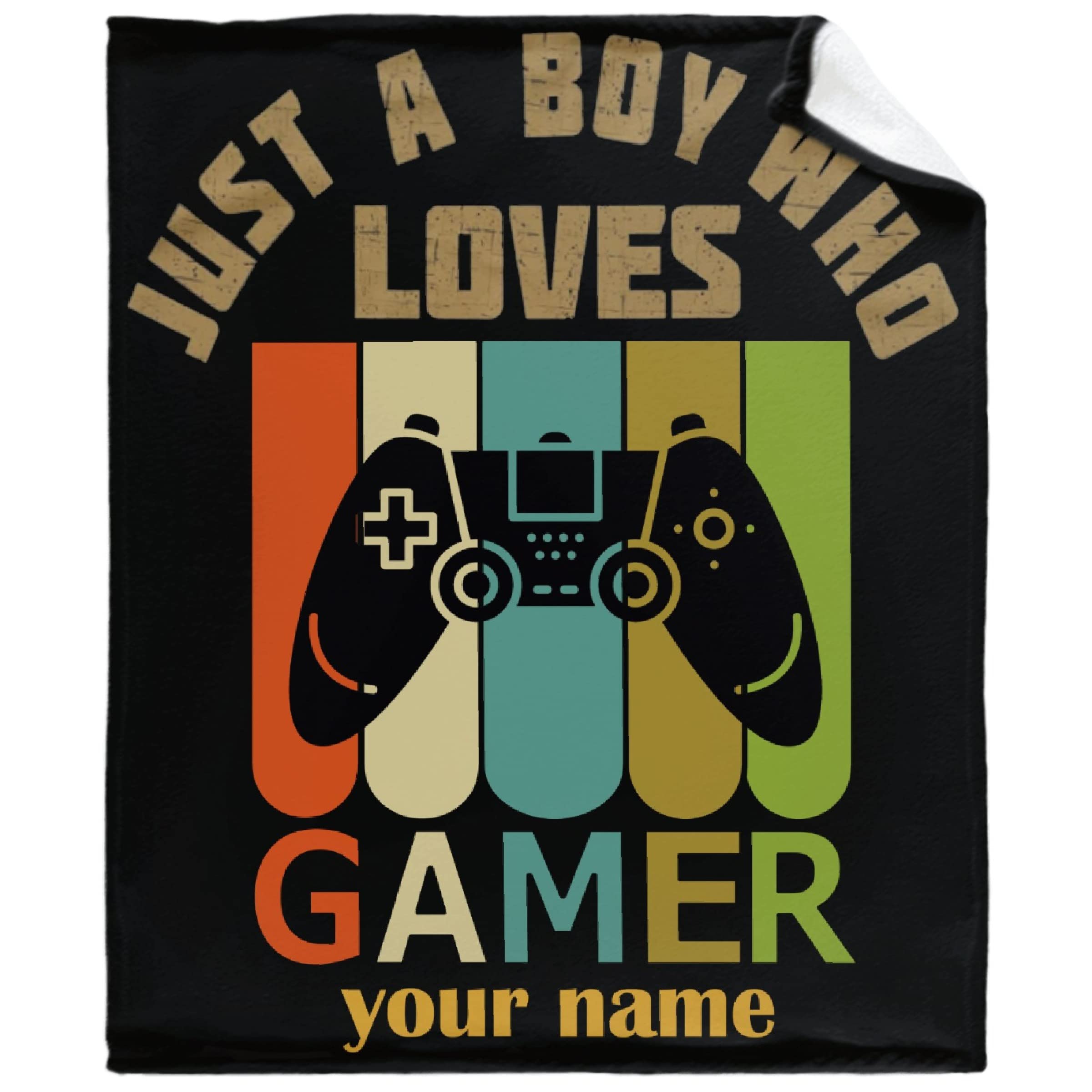 Custom Personalized Gamer Blanket with Name - Soft Flannel Throw Blanket for Boys & Girls - 120