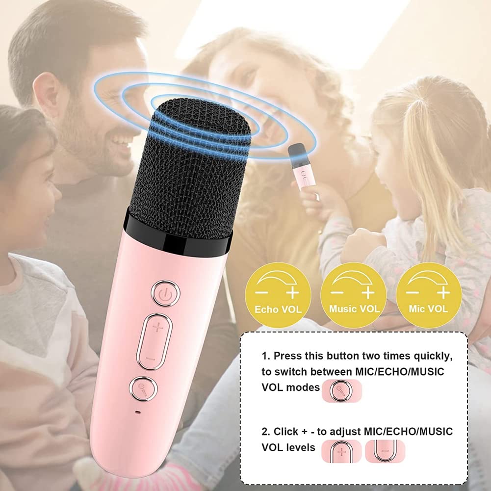 Carrub Mini Karaoke Machine with 2 Wireless Microphones - Portable Bluetooth Speaker for Kids & Adults - 18 Pre-Loaded Songs - Perfect for Parties, Family Gatherings & Home Entertainment (Blue)
