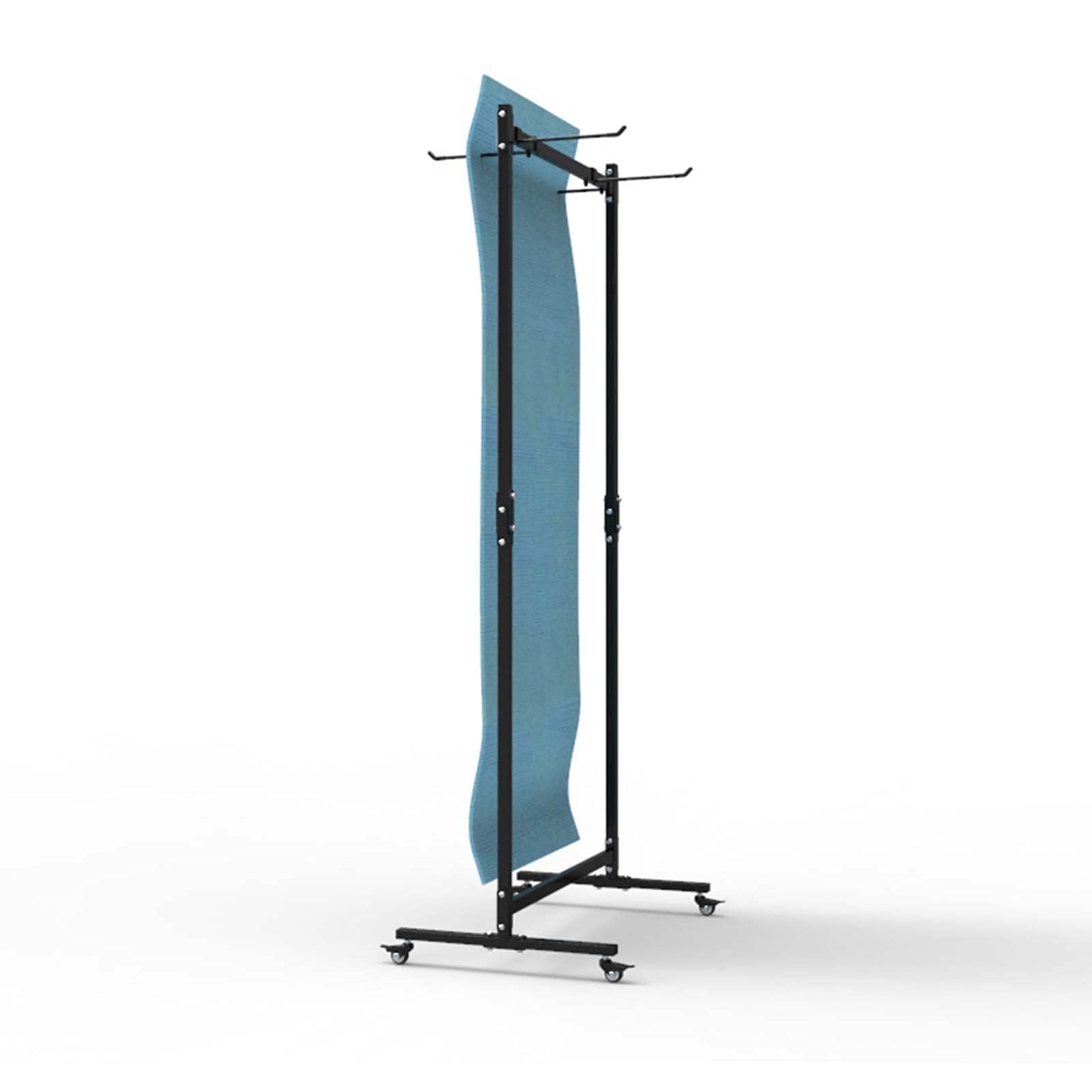 Freestanding Black Metal Yoga Mat Storage Rack with Wheels & Hooks - Holds 40 Exercise Mats - Space-Saving Floor Organizer for Home Gym, Yoga Studio & Fitness Centers - Perfect for Pilates, Yoga & Workout Equipment Storage