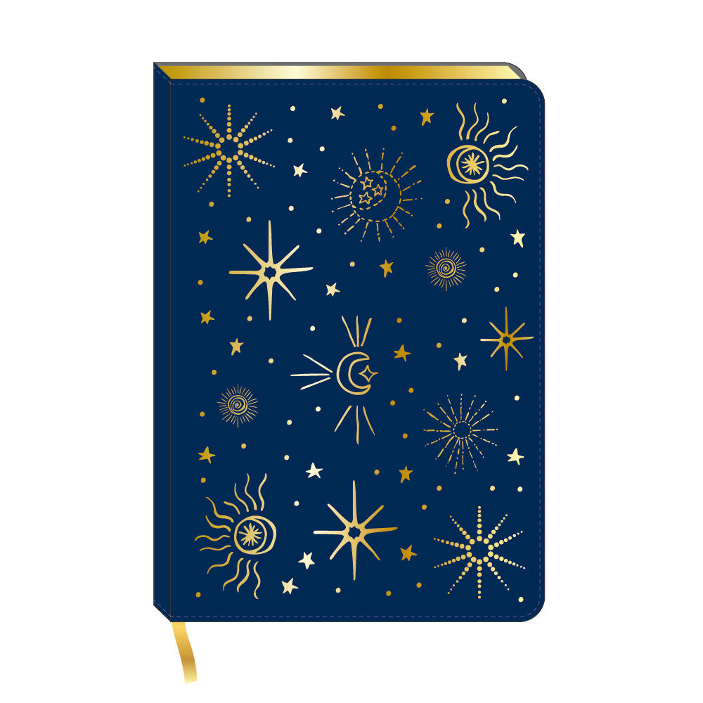 Celestial Journal - 128 Sheet PU Leather Notebook with Debossed Hot Stamp Design, 8.25