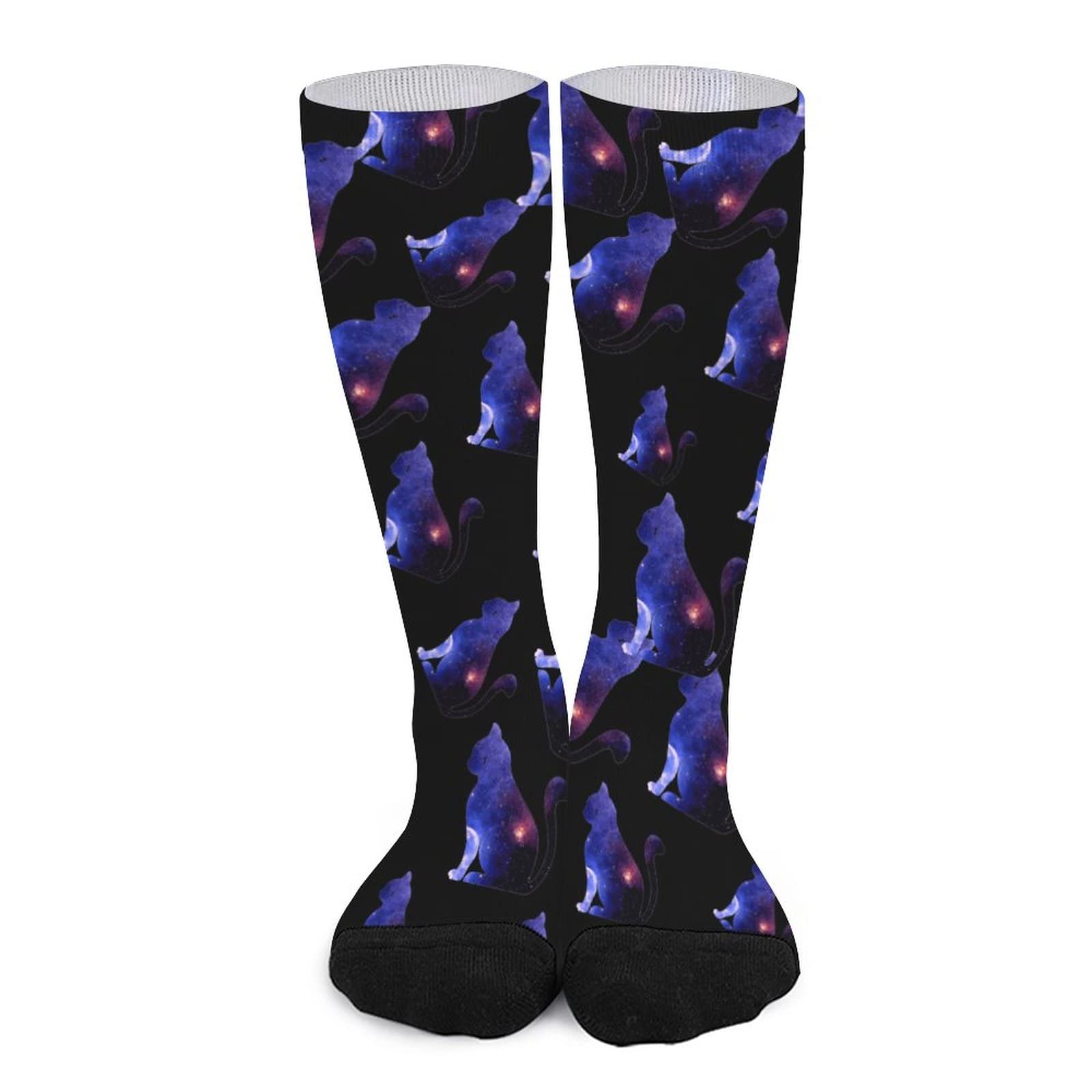 Space Galaxy Cat Print High Stockings - Colorful Tube Socks for Men & Women - Warm Sports Socks for Running, Cosplay & Winter Outfits