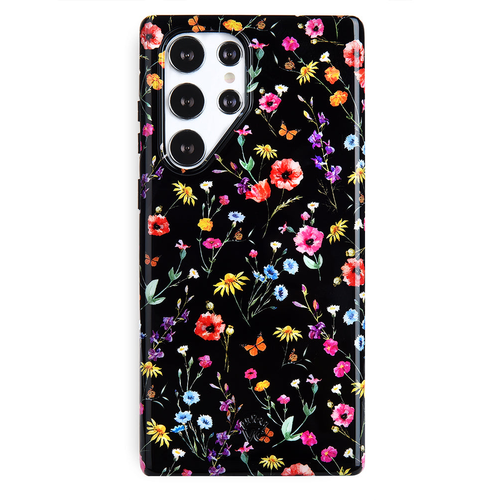 Samsung Galaxy Phone Case with Black Wildflower Design - Stylish & Protective Cover for Everyday Use