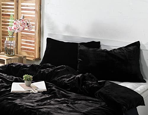 Luxury Crushed Velvet Duvet Cover Set - 3 Piece Boho Chic Bedding with Comforter Cover (Full/Queen 80