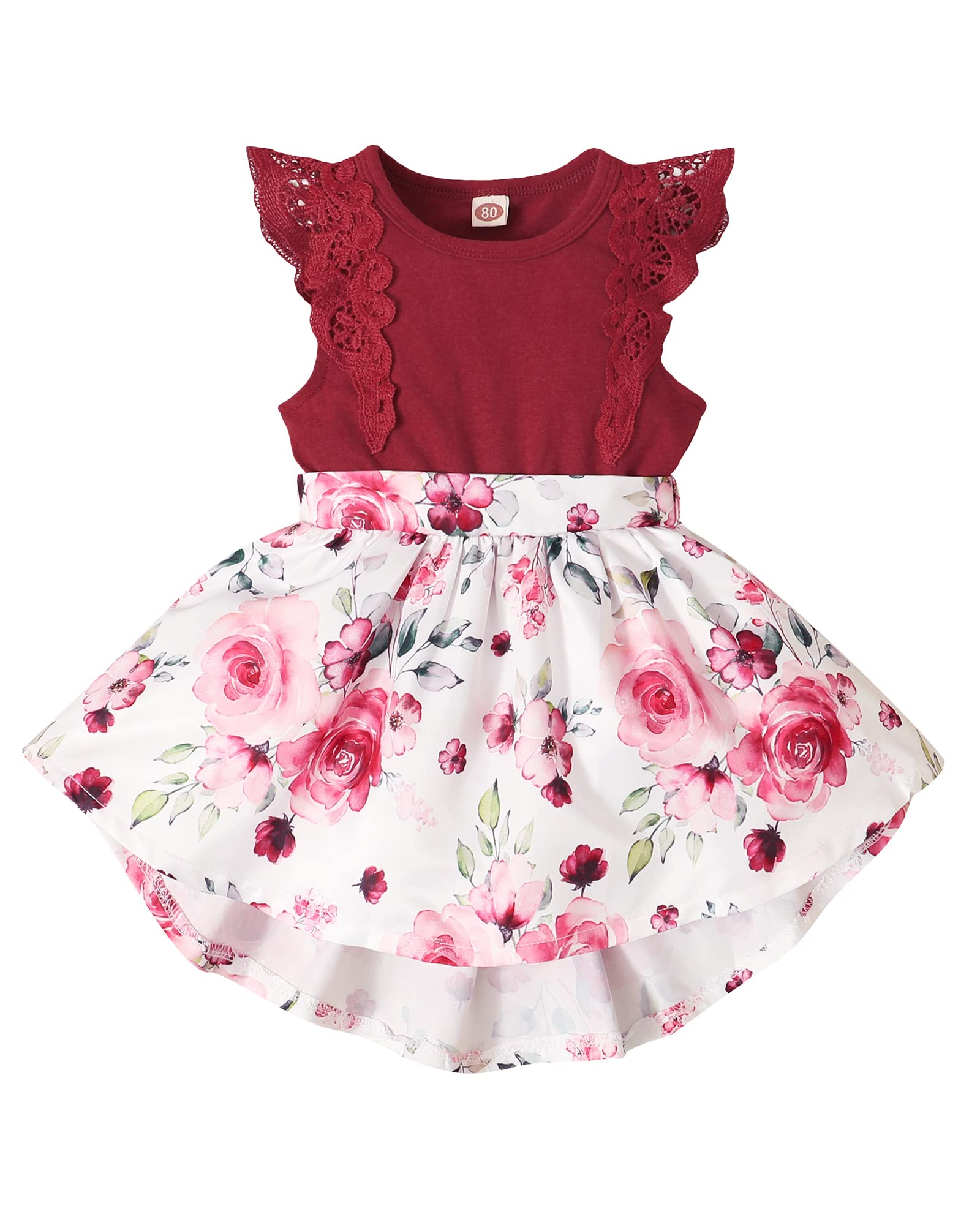 OLLUISNEO Newborn Baby Girl Summer Dress - Floral Short Sleeve Outfit for 0-24 Months | Perfect for Photoshoots, Parties & Special Occasions