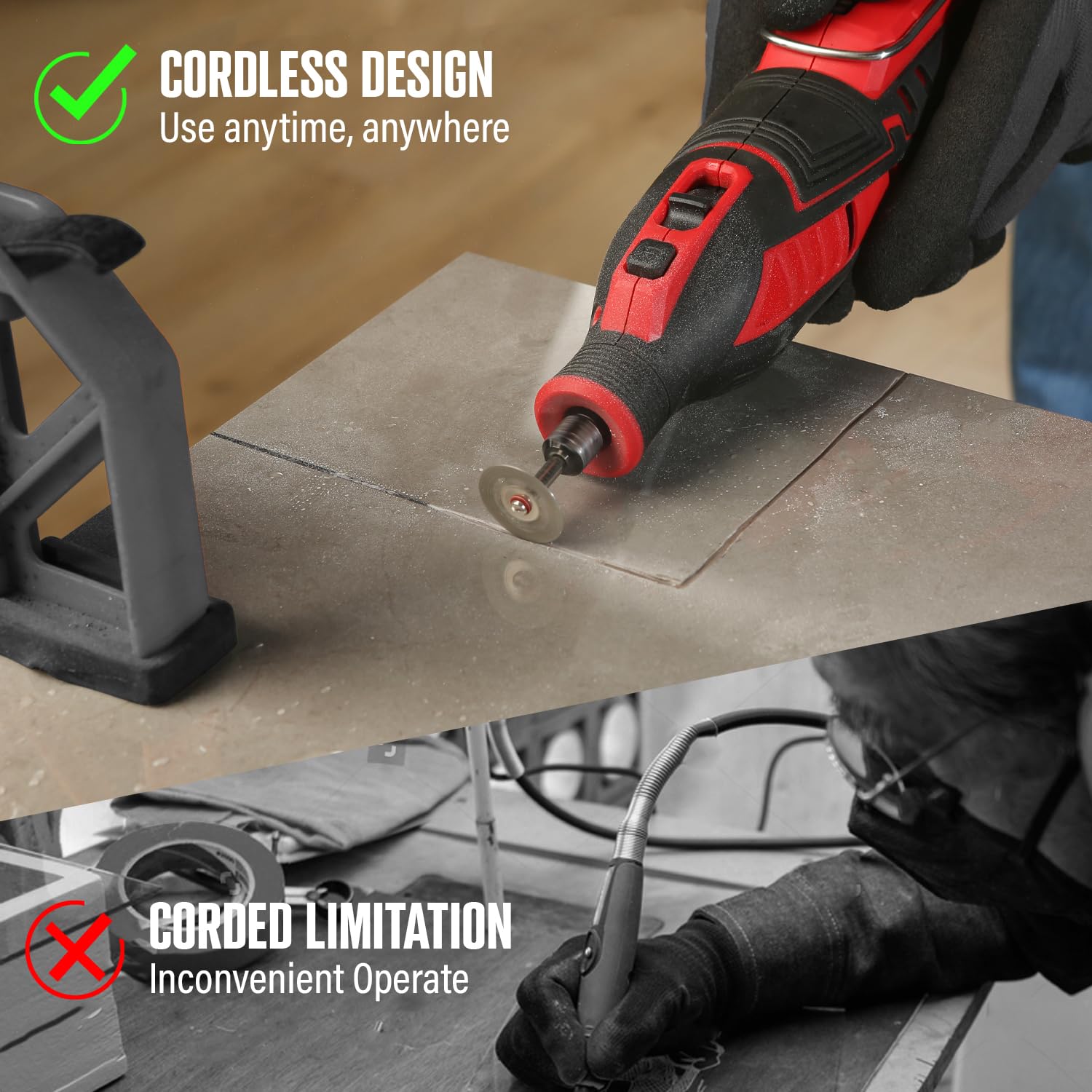 POPULO 12V Cordless Rotary Tool Kit with 114 Accessories - 5 Variable Speeds up to 32000RPM - Engraver, Sander, Polisher for DIY, Woodworking, Metal Crafting & Home Repair - Includes Safety Shield & Easy Change System