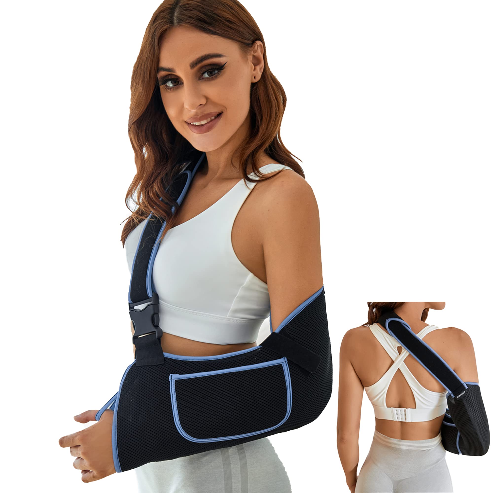 Rotator Cuff Support Brace & Shoulder Immobilizer Sling - Adjustable Medical Arm Sling for Left/Right Shoulder Injuries, Broken Bones, Dislocations & Strains - Comfortable Unisex Design (Medium) - Ideal for Post-Surgery Recovery & Sports Injury Support