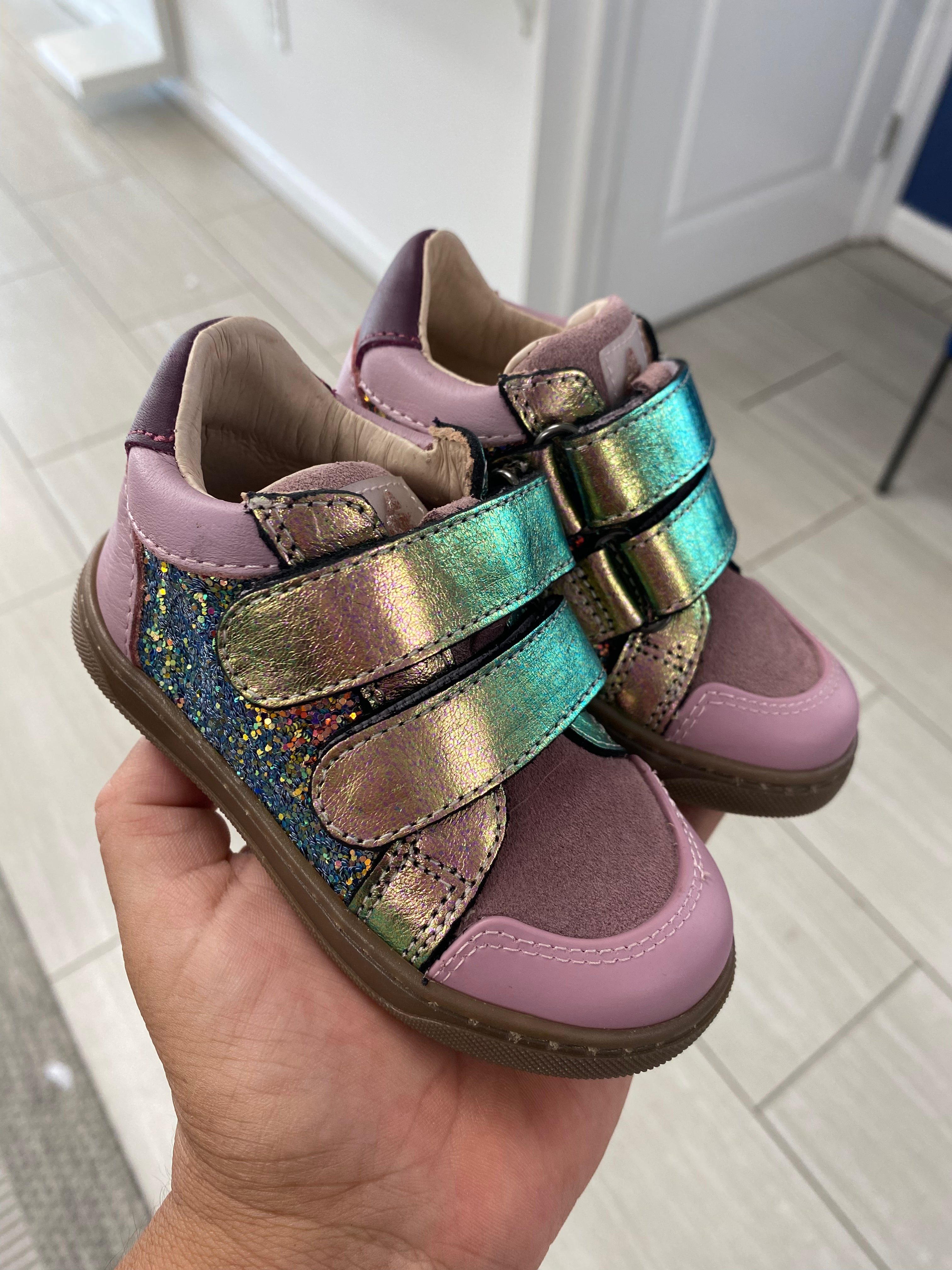 Acebos Women's Pink Glitter Velcro Sneakers - Comfortable Slip-On Shoes for Casual Walking, Gym & Workout | Trendy Sparkly Fashion Sneakers for Women & Girls