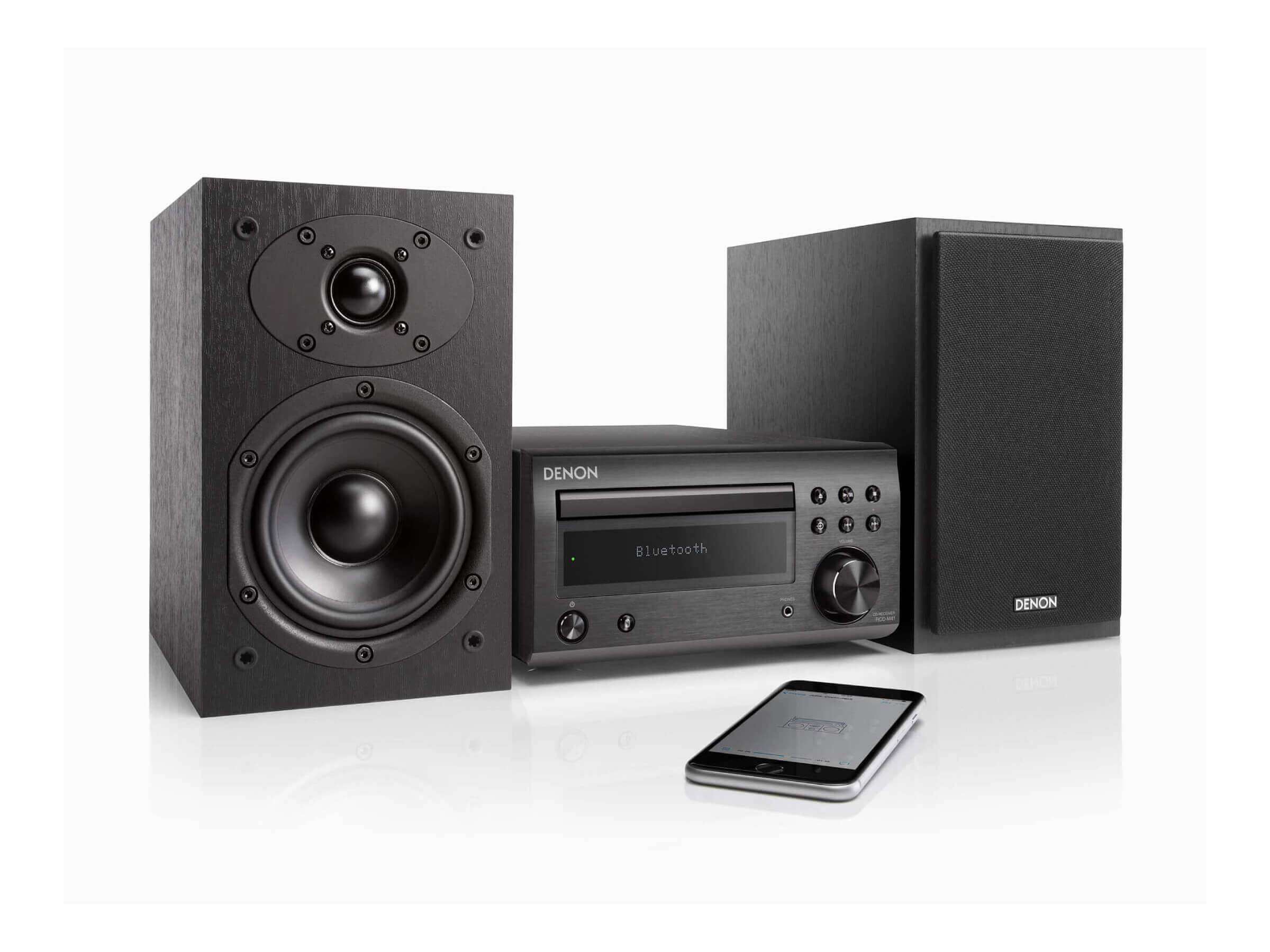 Denon D-M41 Mini Hi-Fi System with CD Player, Bluetooth, and AM/FM Radio - Perfect for Home Audio, Office, and Small Spaces
