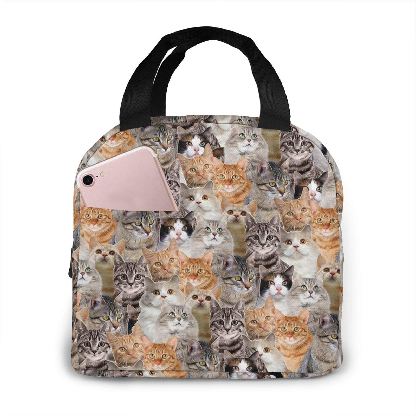Funny Cat Pattern Insulated Lunch Bag for Women - Reusable Tote Lunch Box for Work, School & Picnics - Cute & Durable Food Container