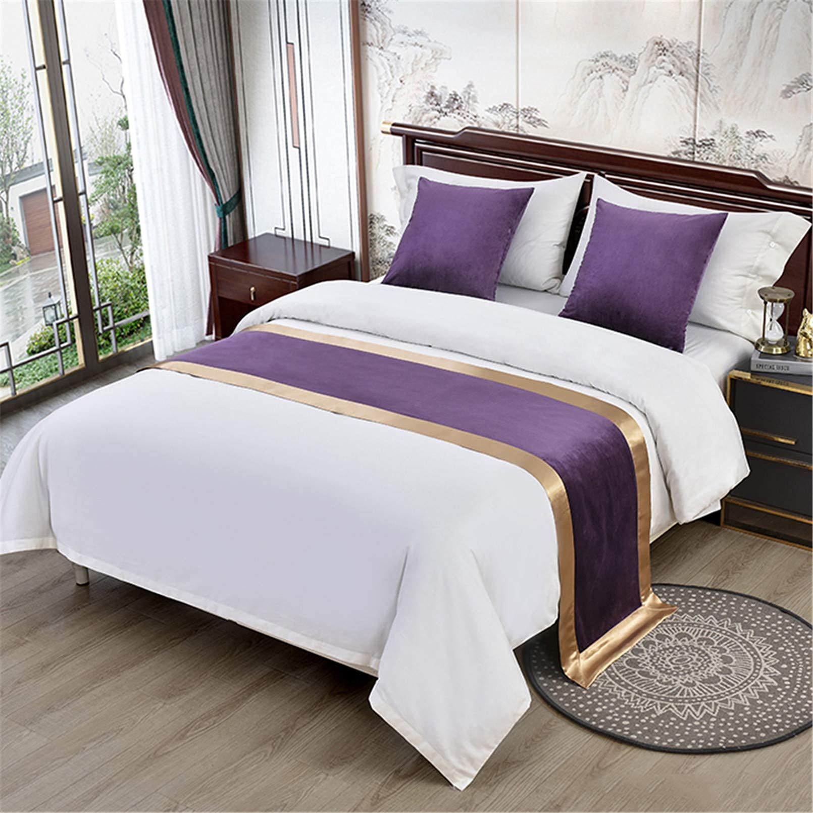 Velvet Bed Scarf - Queen/King Size Bed Runner for Hotel & Home Decor