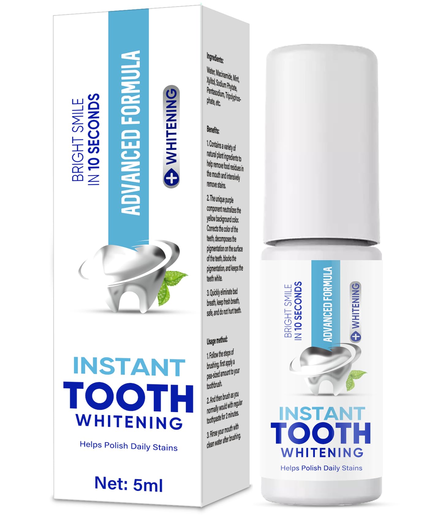 Professional Teeth Whitening Paint Kit - Fast Acting Whitening Gel for Instant Bright Smile | At-Home Dental Care, Confidence Boosting for Dates & Special Events