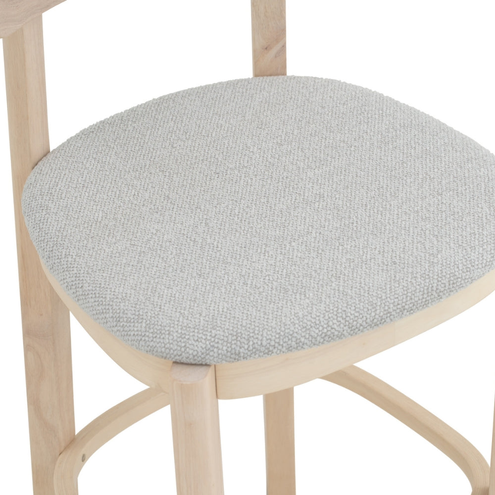 Premium LOWEN Bar Stool - Light Grey Fabric Upholstered Counter Height Stool with Back Support - Perfect for Kitchen Islands, Breakfast Bars & Home Decor