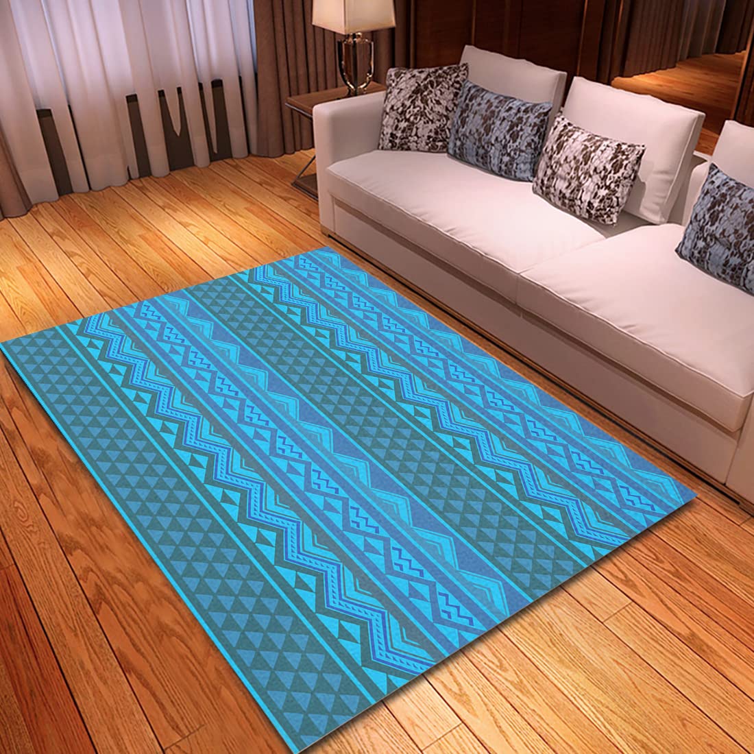 LOKMU 2.7x11 Feet Abstract Ethnic Boho Style Washable Velvet Area Rug - Ultra Soft Modern Luxury Carpet for Living Room, Bedroom, Dorm | Perfect for Home Decor, Cozy Floor Covering & Boho Chic Interior Design