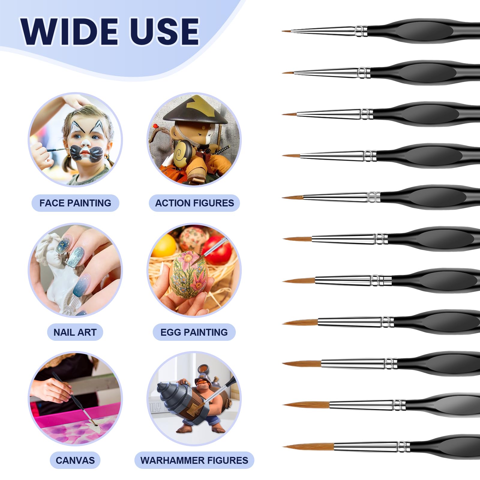 11-Piece Miniature Paint Brush Set with Triangular Handles - Professional Detailing Brushes for Acrylic, Oil, Watercolor Painting - Perfect for Models, Figurines, Face Painting & Paint by Numbers Kits (Ideal for Artists & Adult Hobbyists)