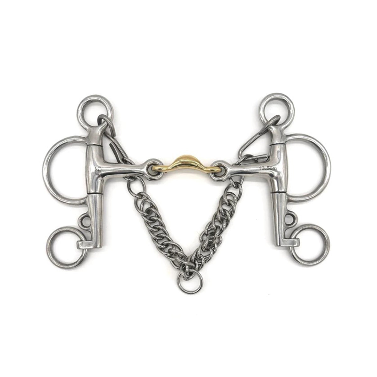 AJR Double Jointed Brass Quarter Moon Pelham Bit for Horses - English Riding, Dressage & Show Jumping - Comfortable & Durable Equestrian Training Bit