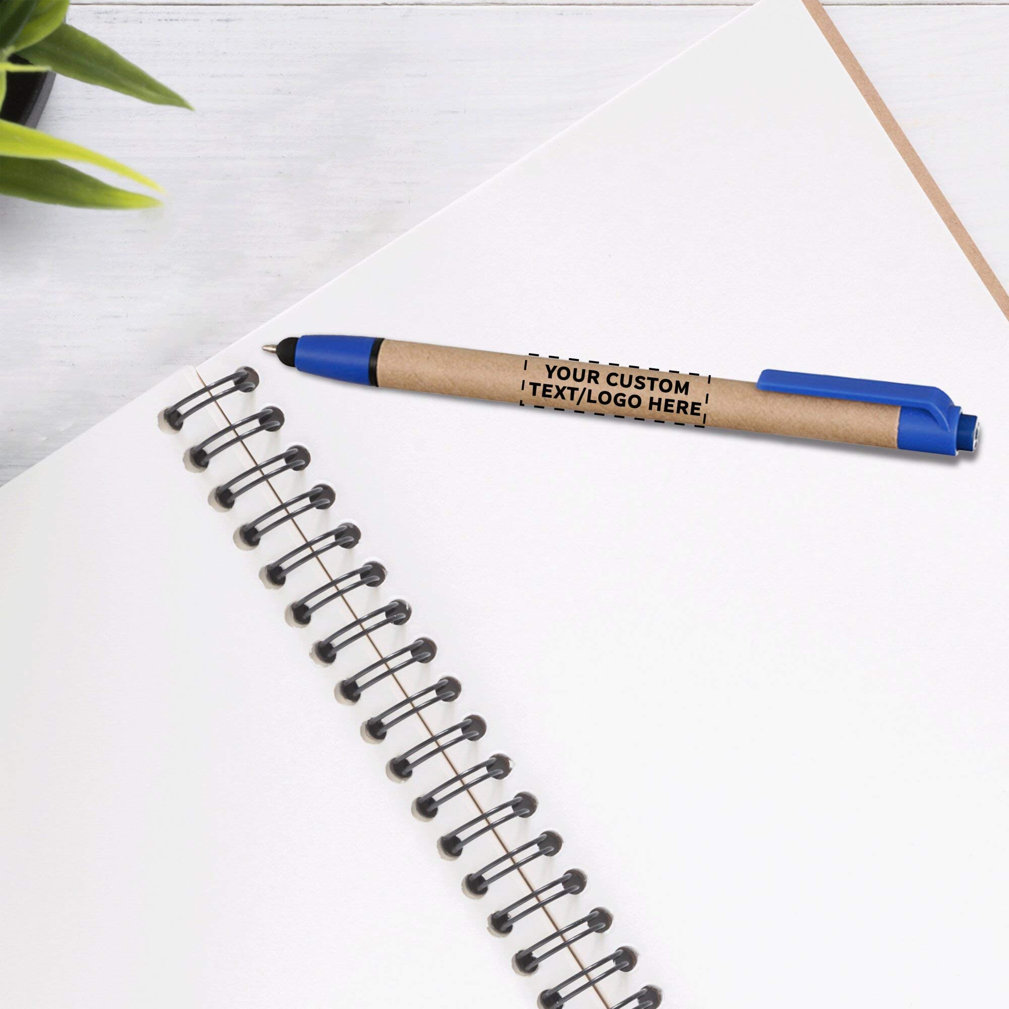 50 Pack Customizable Ballpoint Stylus Pens with Retractable Tip - Eco-Friendly Recycled Material - Add Your Logo/Text - Perfect for Office, School & Digital Note Taking