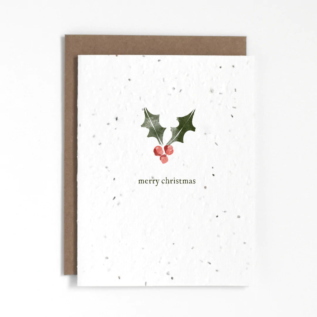 Eco-Friendly Plantable Christmas Greeting Card with Holiday Greenery - Perfect for Sustainable Holiday Gifts & Festive Celebrations