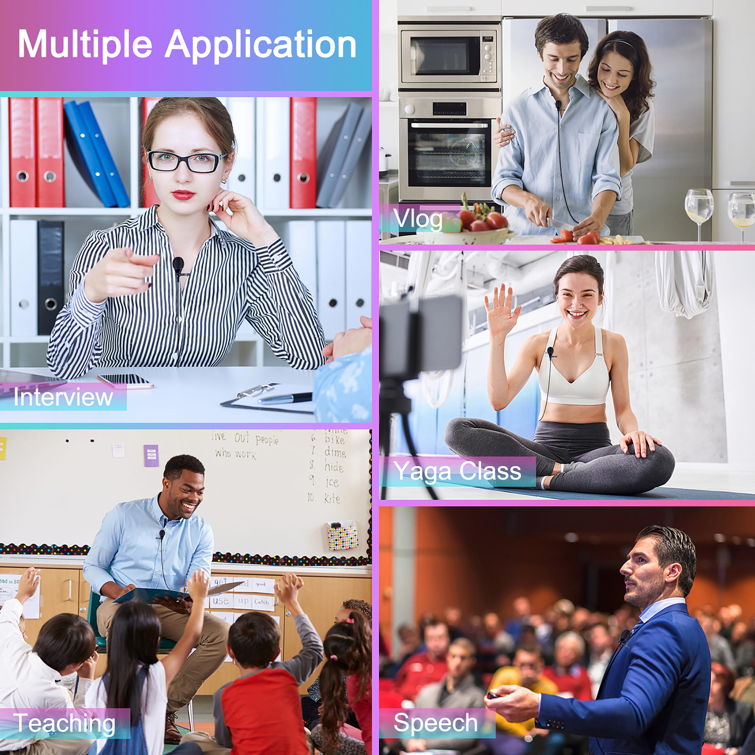 KIMAFUN 2.4G Wireless Lavalier Microphone System with 3.5mm Receiver - Compatible with PC, Laptop, iPhone, DSLR Camera & PA Speaker - Ideal for YouTube Videos, Podcasting, Vlogging, Interviews & Professional Recording - Perfect for Content Creators, Streamers & Public Speakers