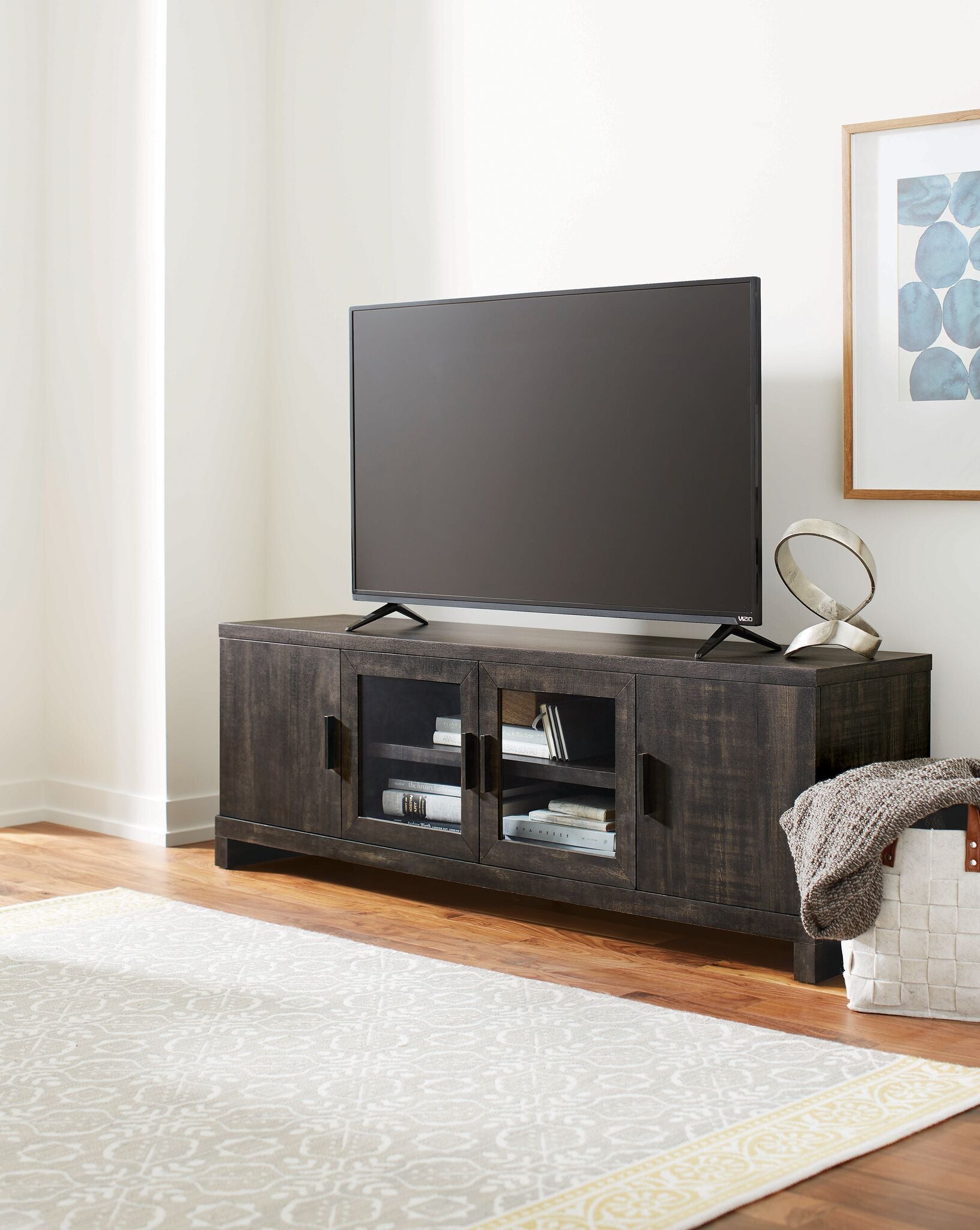 Brayden 65 Inch TV Stand for Flat Screen - Charcoal Finish - Modern Entertainment Center for Living Room, Bedroom & Home Theater