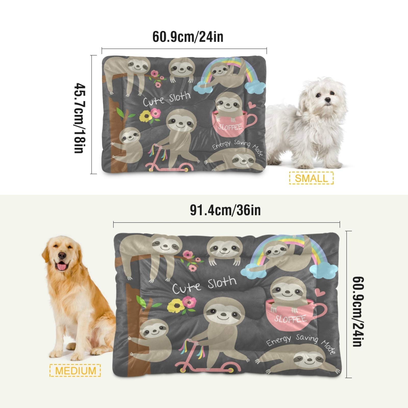Soft Sloth Dog Bed for Small & Medium Dogs - Ultra Comfortable Rectangle Pet Bed with Calming Design, 24x18 Inch - Perfect for Puppies, Cats & Pets in Living Room or Bedroom