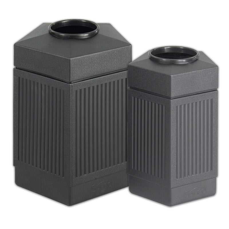 Black Open Top Pentagon Trash Can for Indoor & Outdoor Use - Perfect for Kitchens, Offices, Patios, and Gardens