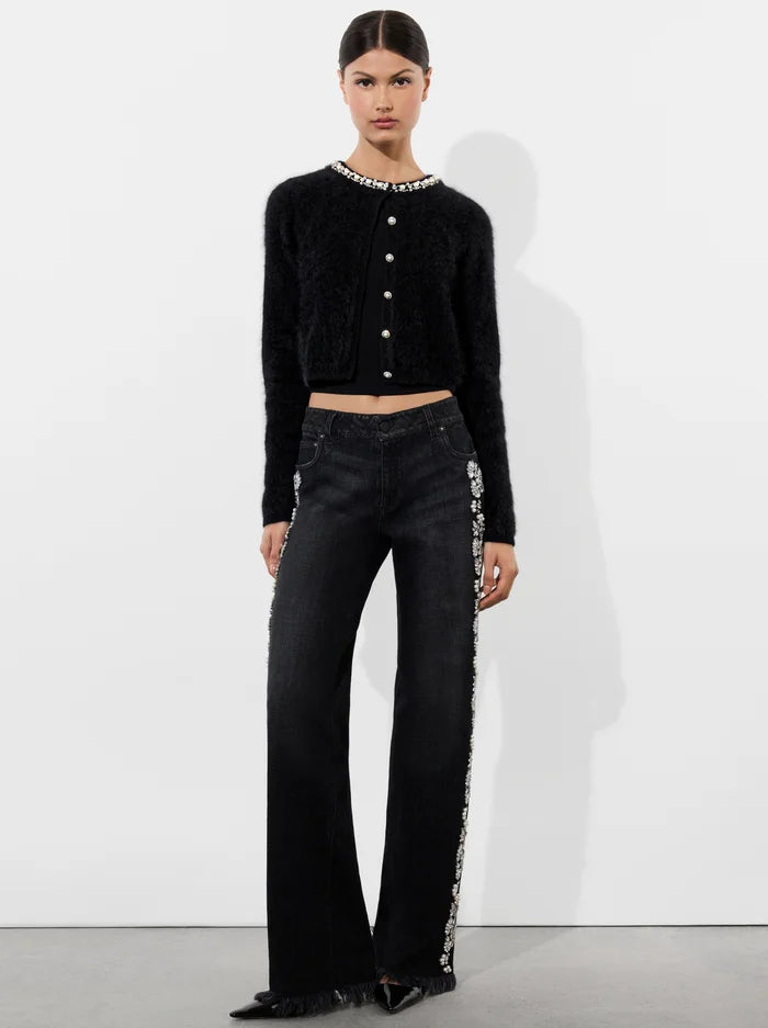 Stylish Dollie Embellished Cardigan for Women - Elegant Black Knit Sweater | Perfect for Office Wear, Date Nights & Casual Outfits