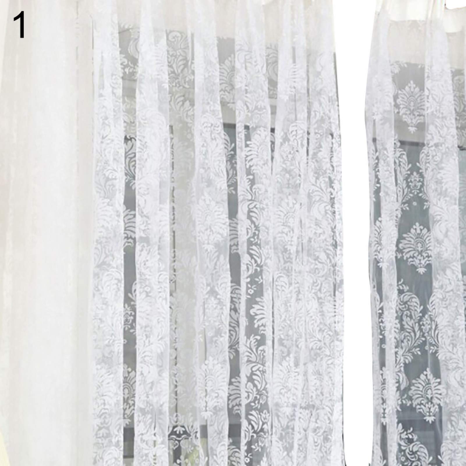 IKAXIYO 100 x 200cm European Style Floral Sheer Door Curtain - Elegant Room Divider & Window Drape for Living Room, Bedroom, and Balcony Decor