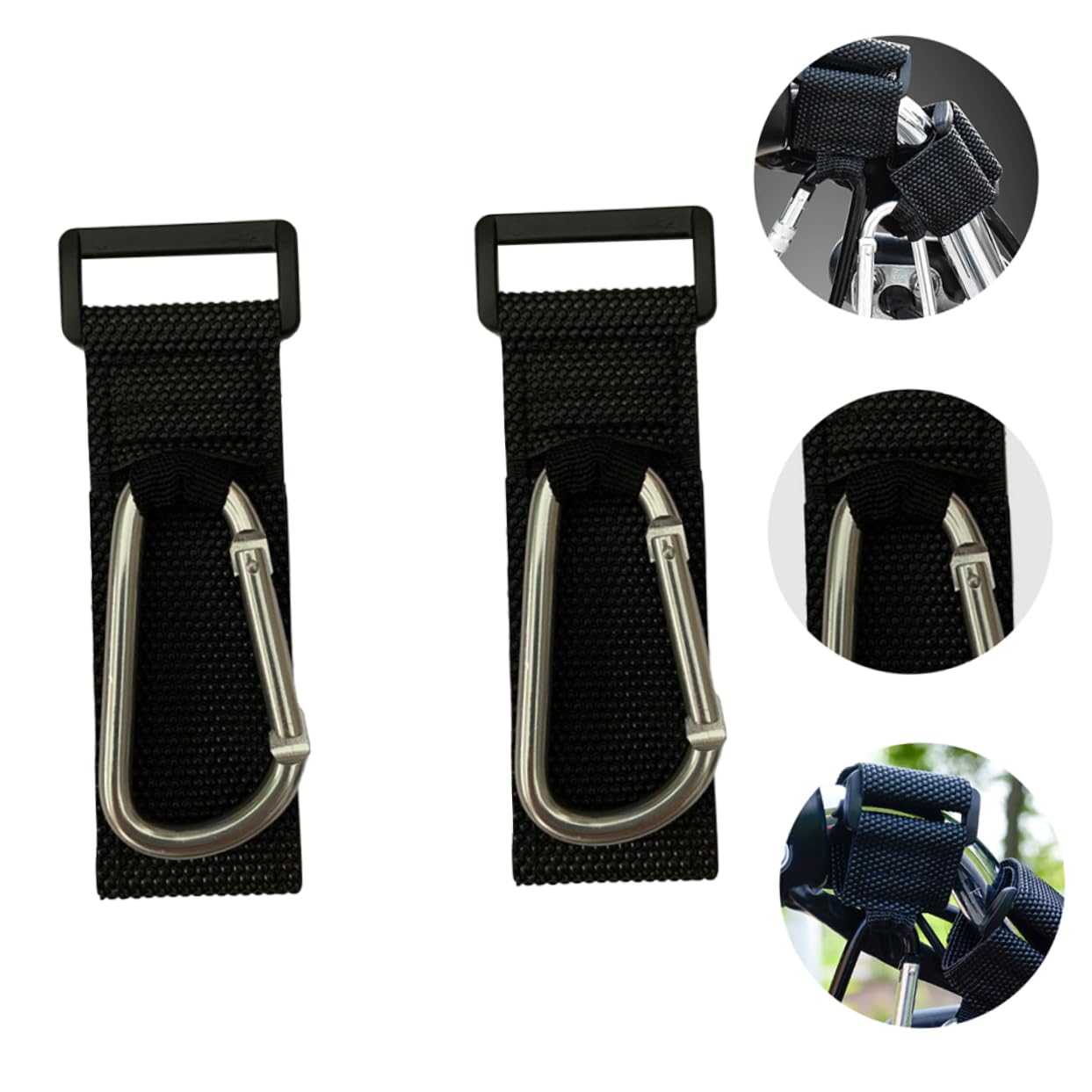 COOLHIYA Baby Stroller Hooks - 4 Pack D-Shape Stroller Hangers with Carabiner Clips, Silver Mummy Bag Holder for Diaper Bags & Shopping (Perfect for Strollers, Shopping Carts & Travel Accessories)