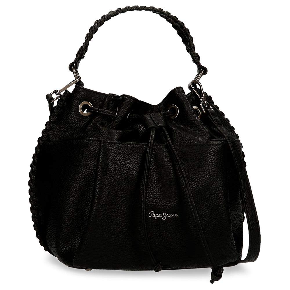 Pepe Jeans Women's Handbag - Stylish Black Leather Purse 10x10.6x6.3 Inches, Fashionable Crossbody Bag for Work, Travel & Everyday Use