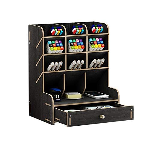 Catekro Wooden Desktop Organizer with Drawers - Desk Storage for Art Supplies, Pencils, Home Office Accessories | Perfect for Workspace, Craft Room & Study Desk Organization