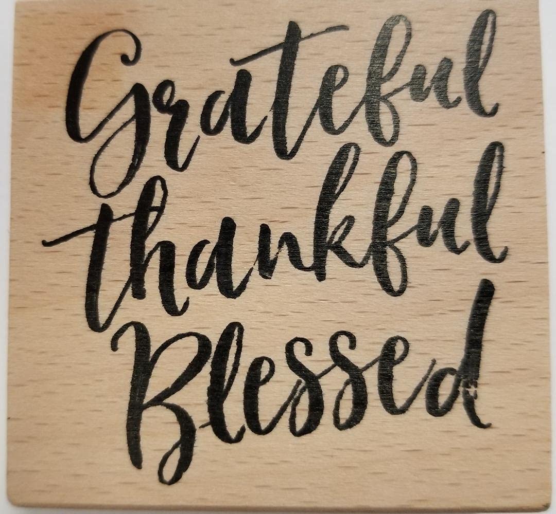Hampton Art Jillibean Soup Grateful Thankful Blessed Red Rubber Wood Mounted Stamp - Perfect for DIY Scrapbooking, Card Making & Handmade Gift Decorations