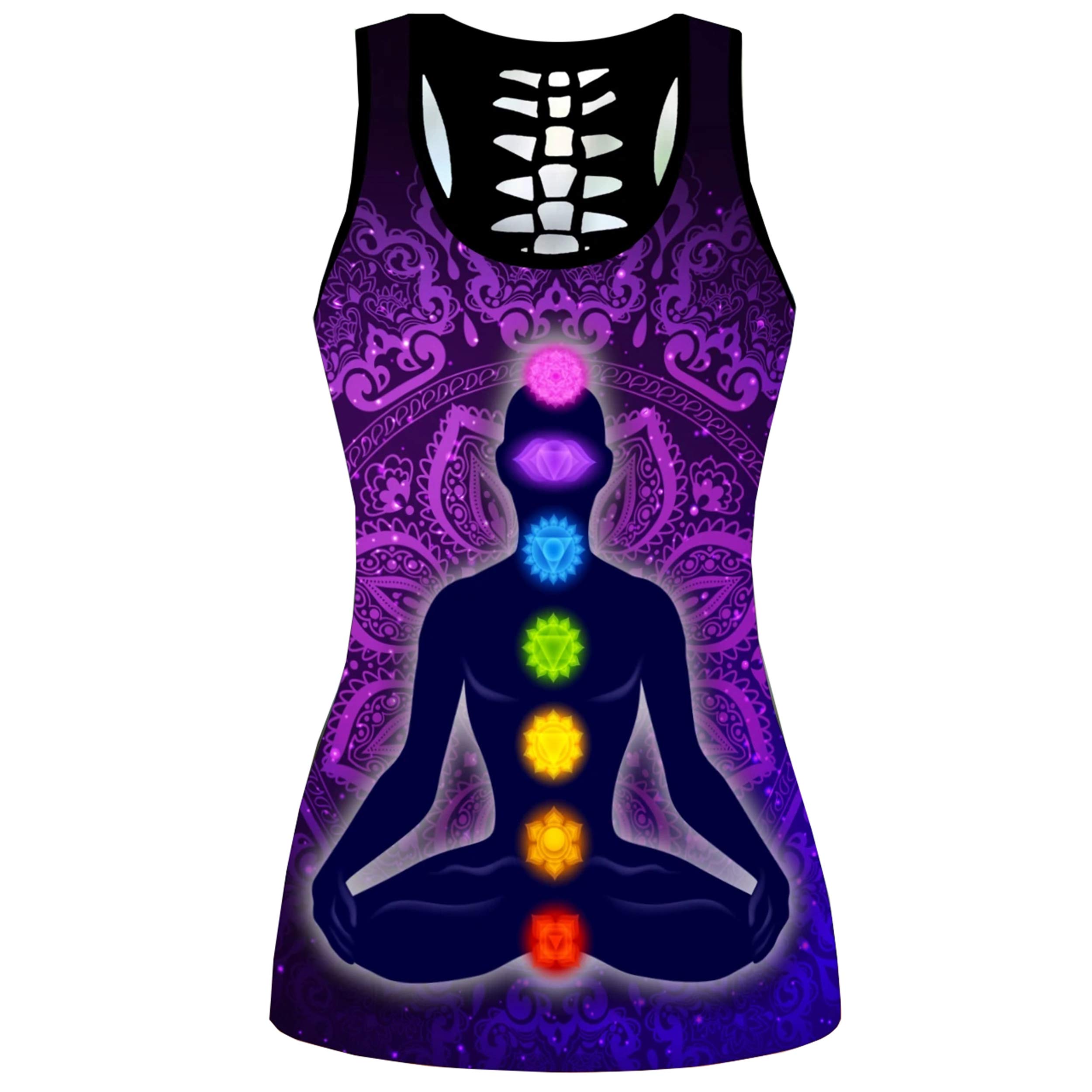 Women's Sugar Skull Yoga Outfit 2-Piece Set - Sport Tank Top & Leggings for Workout, Gym, and Activewear | Perfect for Yoga, Running, and Fitness Training