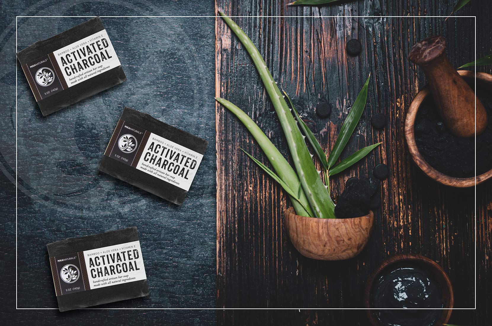 Activated Charcoal & Aloe Vera Bar Soap for Face & Body - Natural Acne, Blackhead, Eczema & Psoriasis Treatment | Detoxifying & Cleansing Handmade Soap for Sensitive Skin | Palm Oil Free | Ideal for Daily Skincare Routine & Problem Skin Care