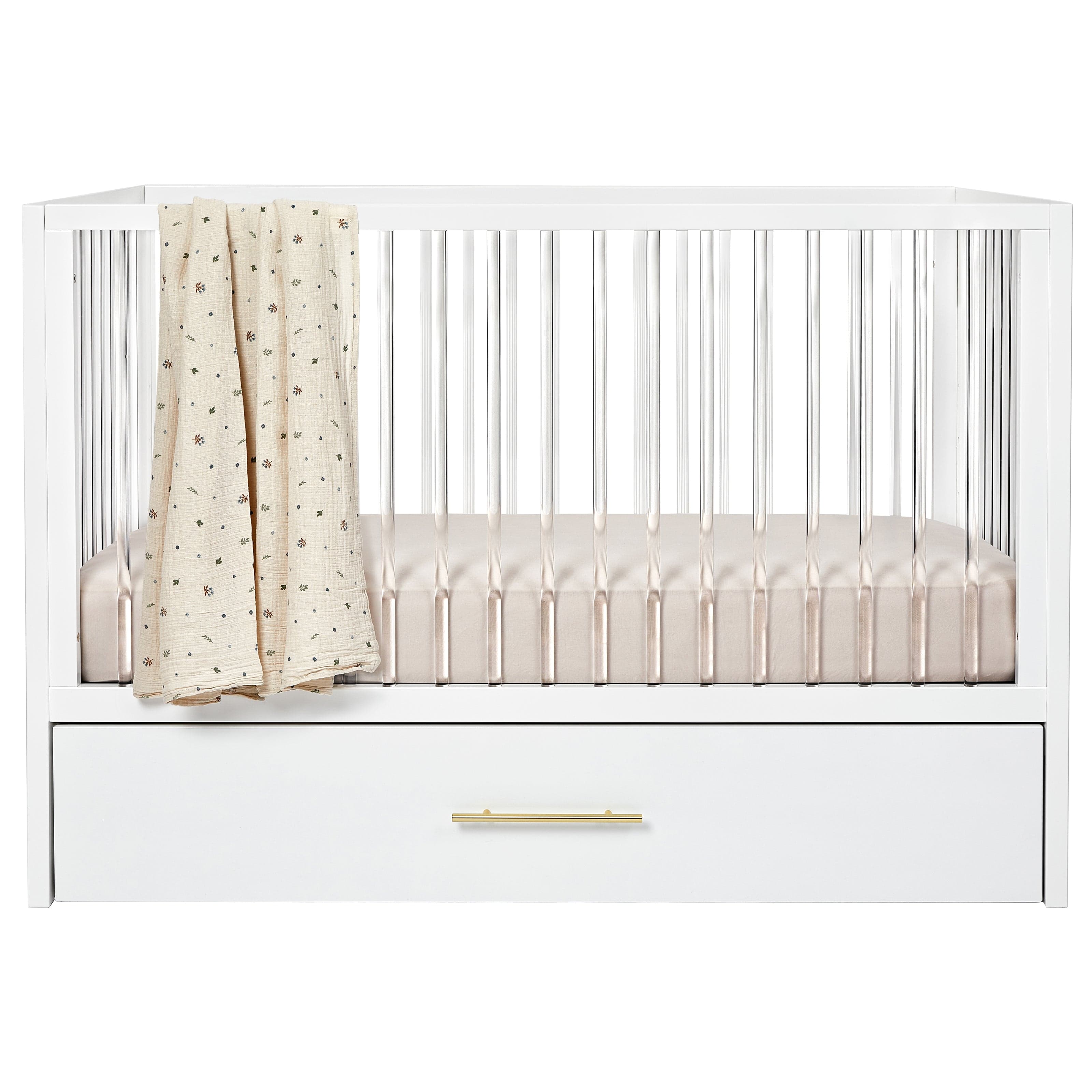 Hush Crib with Trundle - Gold Handle Baby Bed for Nursery, Toddler & Guest Room - Perfect for Small Spaces & Sleepovers