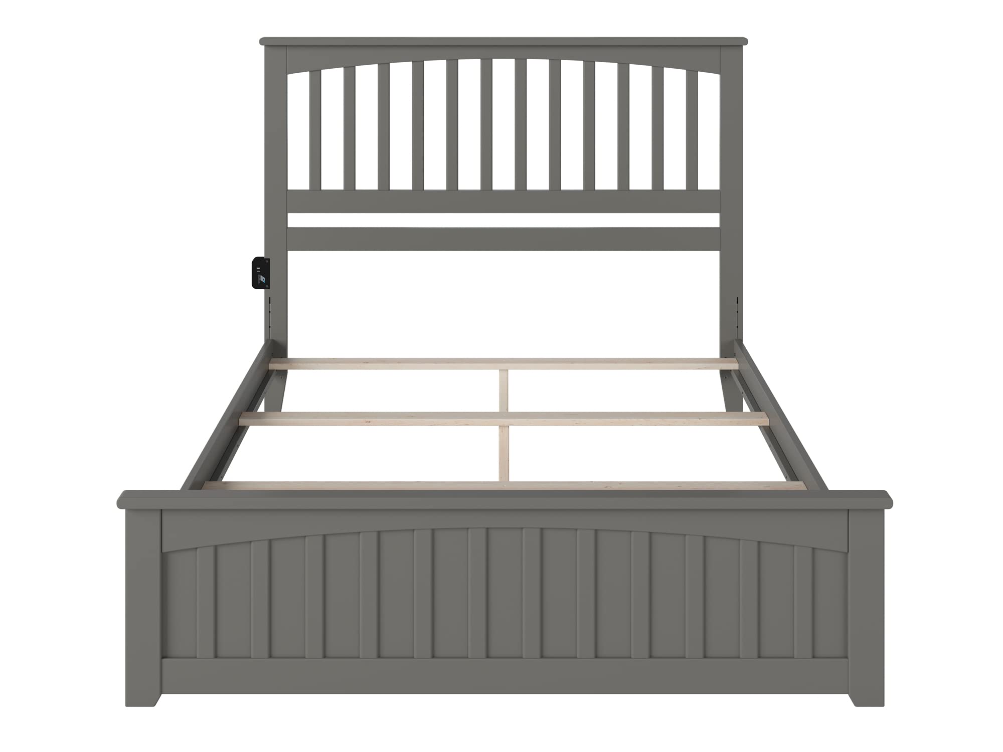 AFI Mission Queen Size Bed Frame with Matching Footboard & USB Charger - Modern Grey Bedroom Furniture for Home Decor & Comfortable Sleep