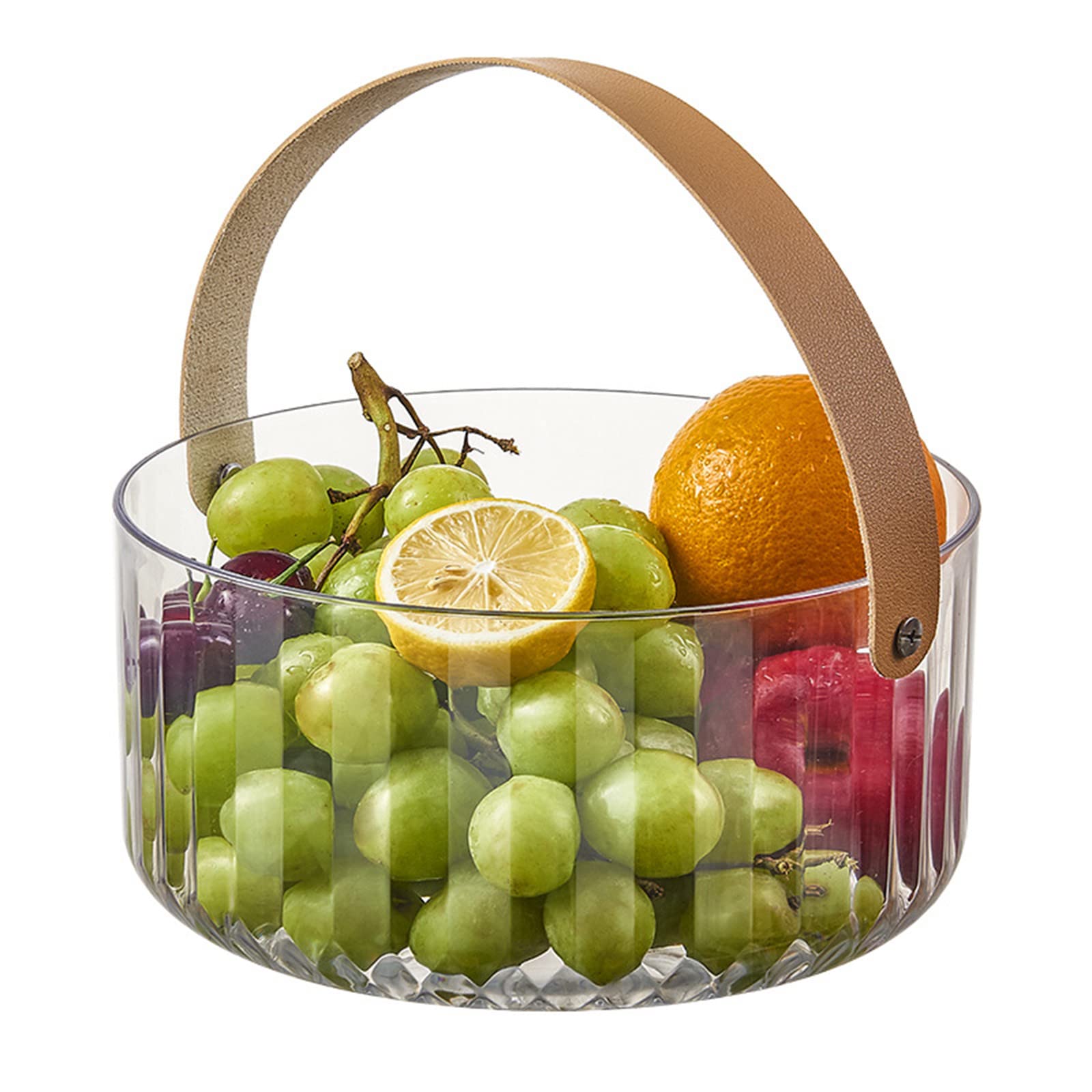 Portable Picnic Basket with Insulated Compartment - Multifunctional Food Storage Basket for Fruits, Snacks, Wine & Ice Bucket - Perfect for Home, Kitchen, Camping & Outdoor Adventures (Clear Transparent Design)