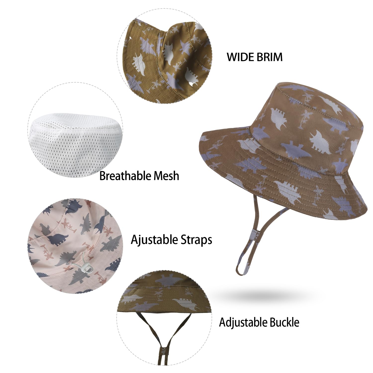 Baby Sun Hats for Toddlers - UPF 50+ Wide Brim Summer Beach Hat for Boys & Girls, Shark Grey Swim Bucket Hat for Outdoor Play, Pool, Beach & Park Activities