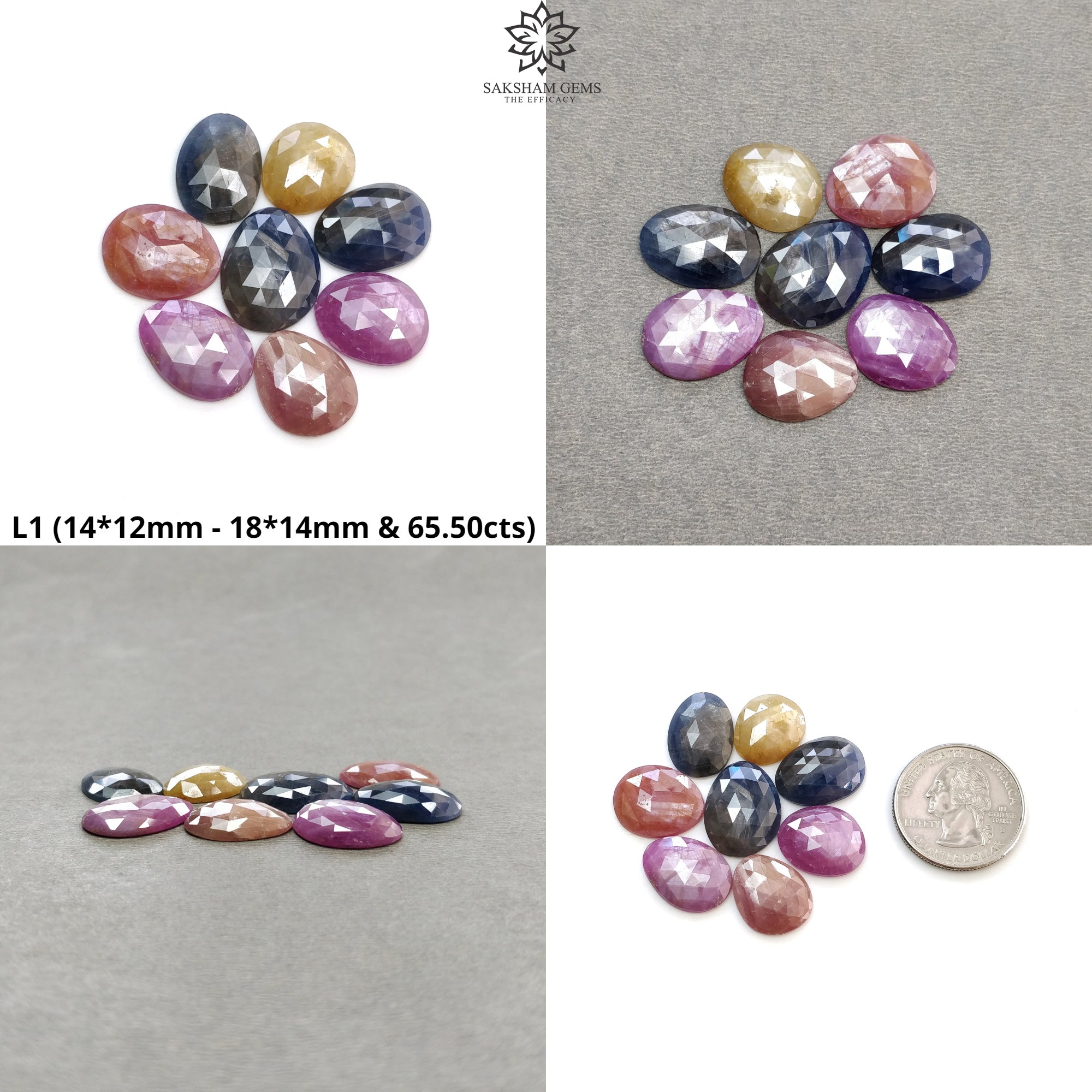 Natural Untreated Multi-Color Sapphire Gemstone Rose Cut Egg Shape Lot - Perfect for Jewelry Making, Engagement Rings & Healing Crystal Collections