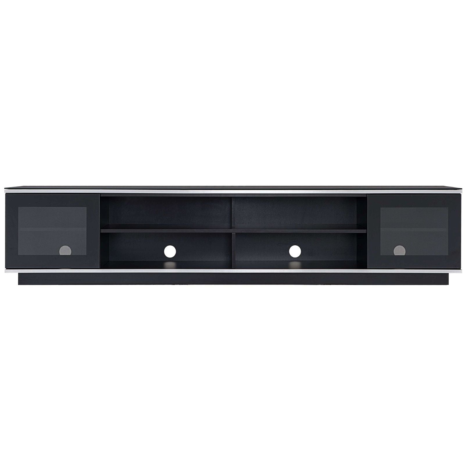 Tauris Diablo 210cm Black TV Stand with Tempered Glass - Modern Entertainment Center for Living Room, Home Theater & Gaming Setup