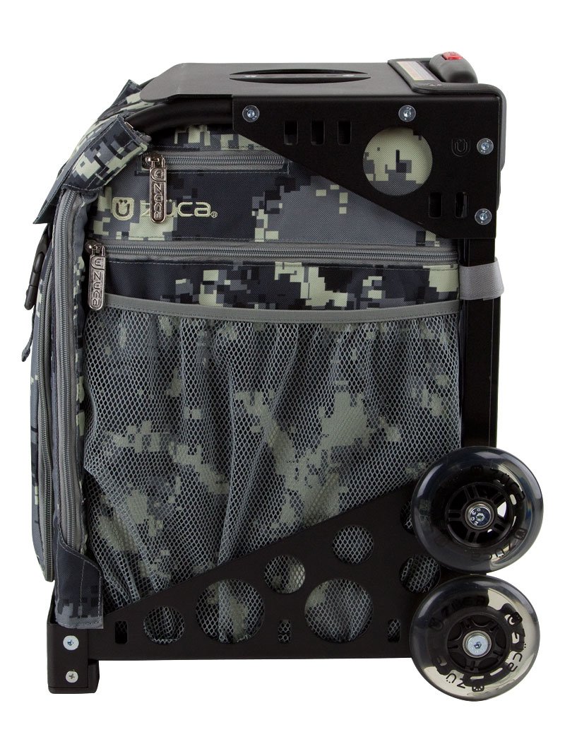 ZUCA Anaconda Rolling Backpack - Camouflage Gray/Black with Black Frame & Non-Flashing Wheels - Perfect for School, Travel, and Gym Use