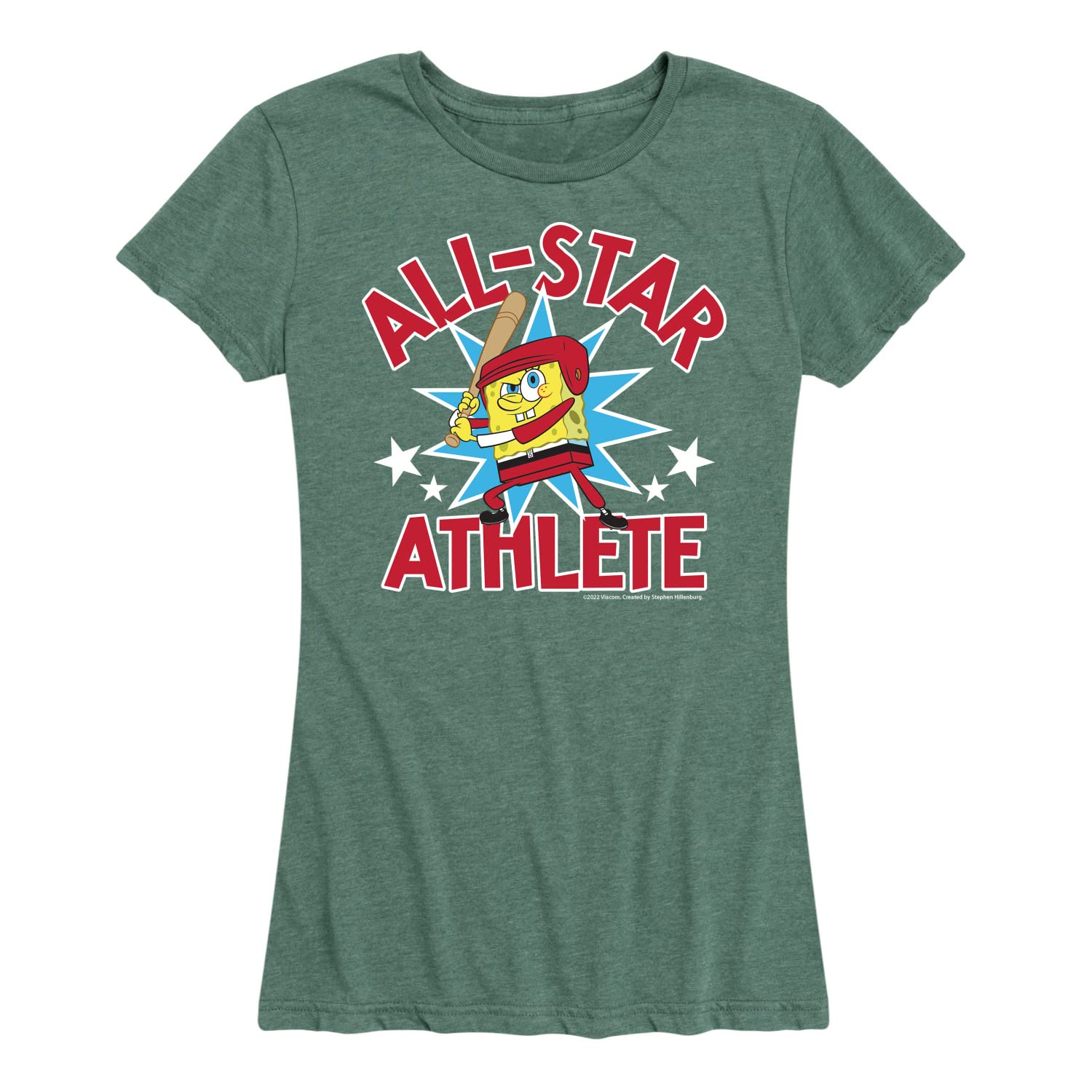 Spongebob Squarepants Women's Graphic T-Shirt - American All Star Short Sleeve Tee - Funny Cartoon Casual Top for Women - Perfect for Everyday Wear, Cosplay & Gift Giving