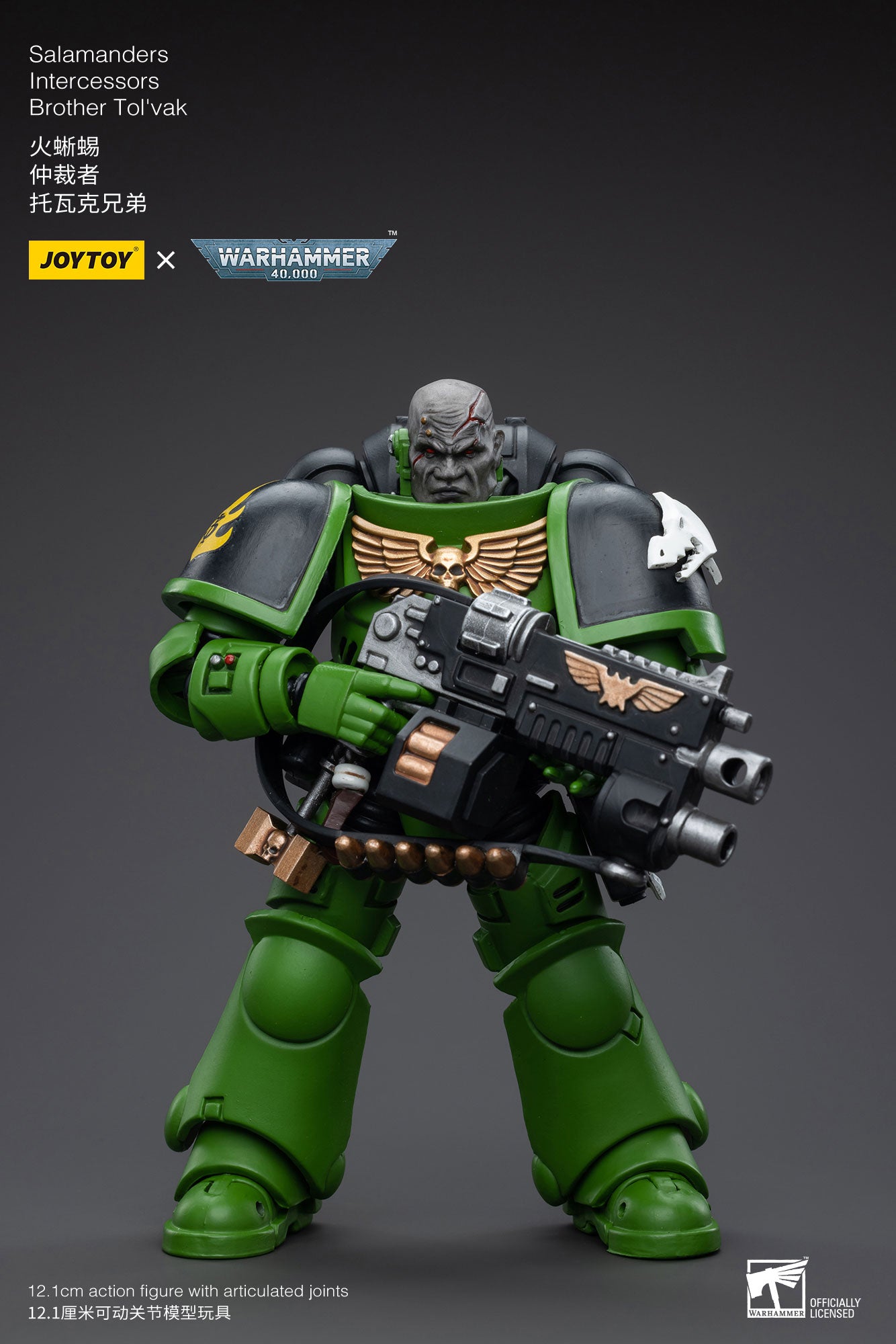 JOYTOY 1/18 Scale 3.75 Inch Warhammer 40K Salamanders Intercessors Brother Tol'vak Action Figure - Collectible Miniature for Tabletop Gaming & Display