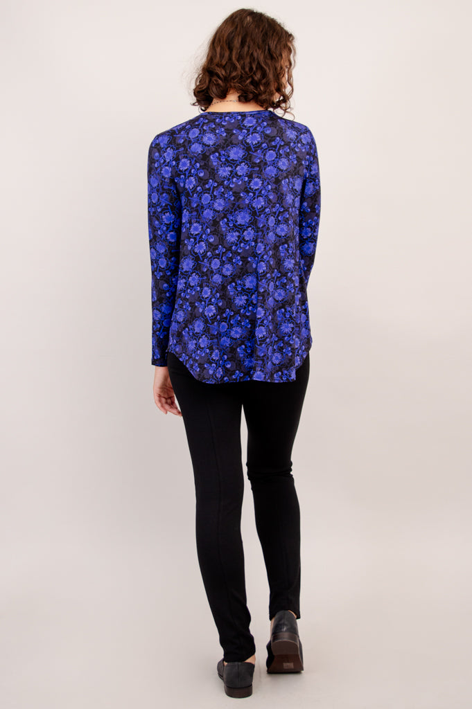 Jackie Long Sleeve Top with Snow Flower and Bamboo Print - Women's Fashion Blouse for Casual Wear & Office Outfits - Final Sale