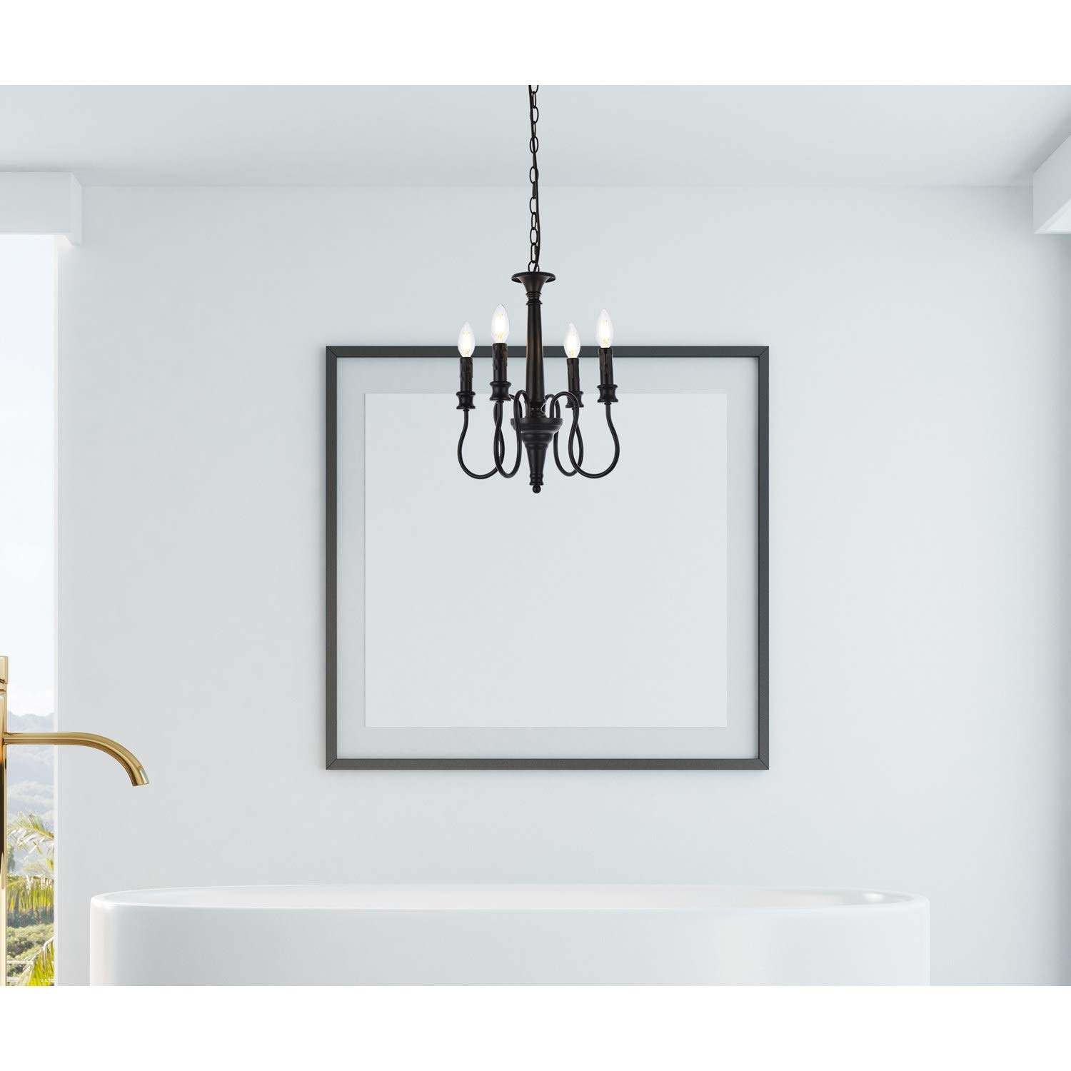 Black Flynx 4-Light Modern Pendant Lighting Fixture - Perfect for Kitchen Island, Dining Room, and Living Room Ceiling Decor