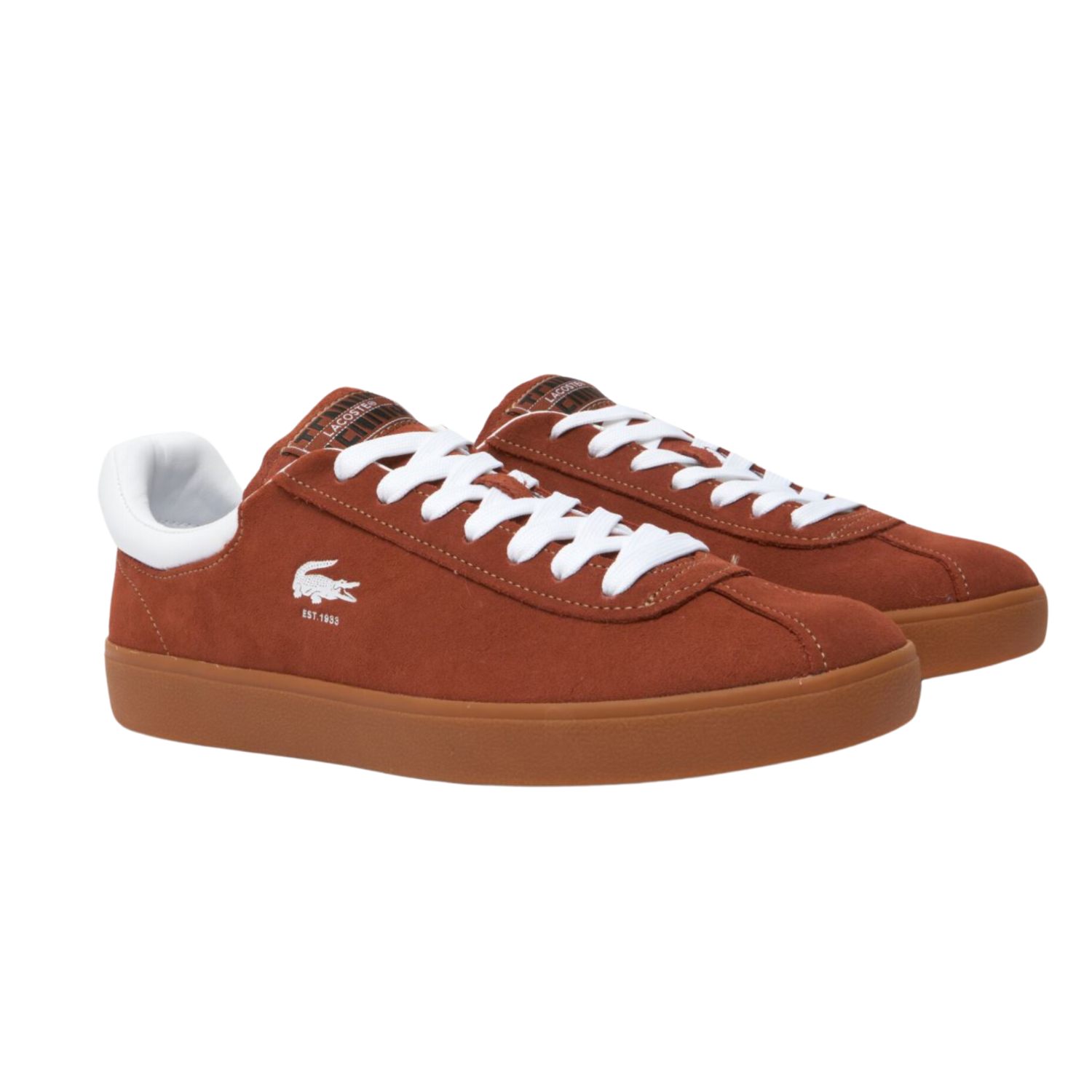 Lacoste Men's Baseshot Sneakers - Brown Gum Sole Casual Shoes for Men | Comfortable Walking & Everyday Wear